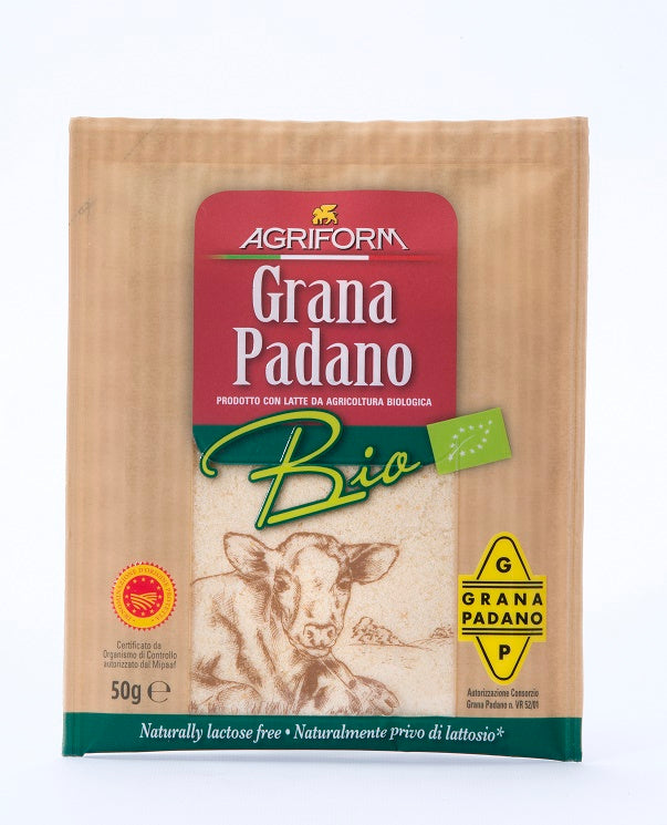 AGRIFORM organic grated Grana Padano cheese, lactose-free, bag packaging