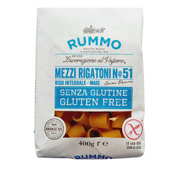 RUMMO PASTA GR 400 GLUTEN FREE MEZZI RIGATONI N 51 X 12