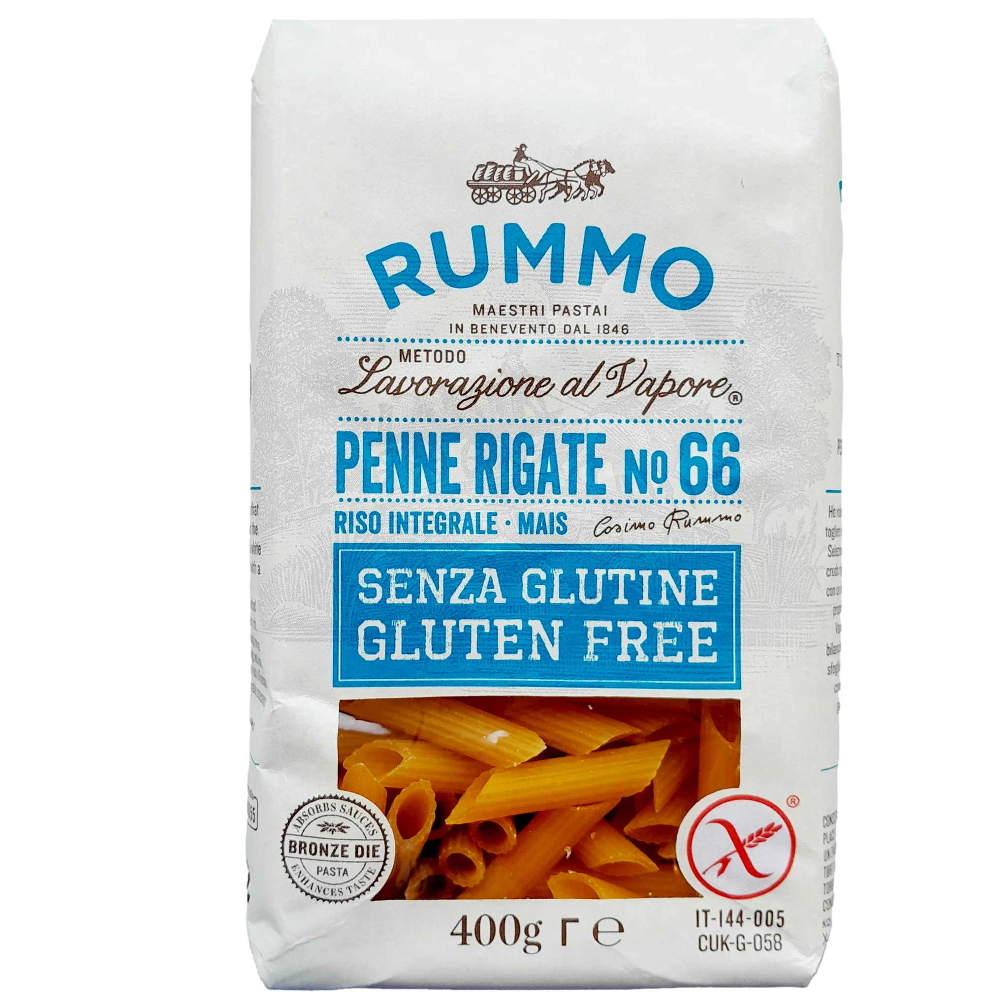 RUMMO PASTA GR 400 GLUTEN FREE PENNE RIGATE N 66 X 12