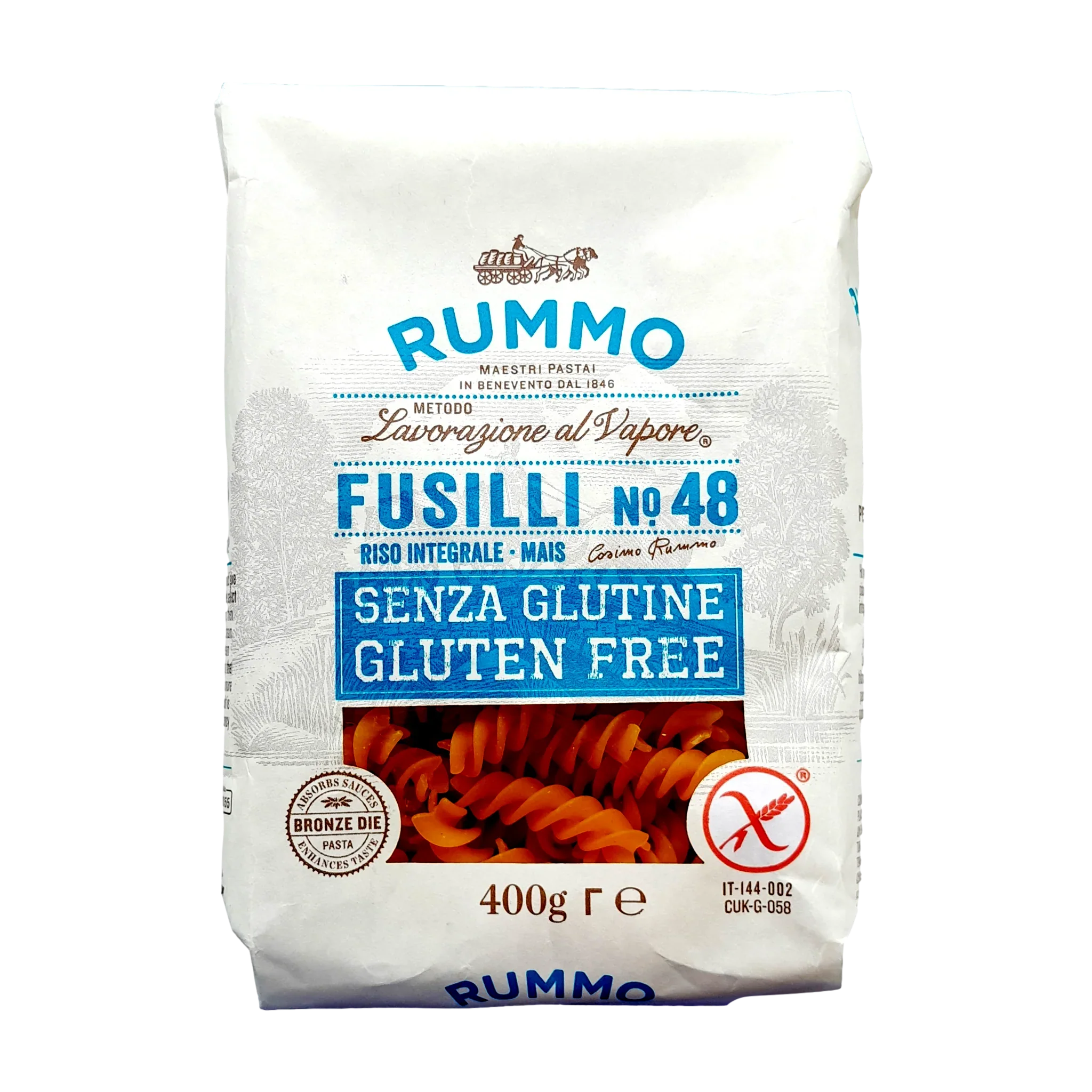 RUMMO PASTA GR 400 GLUTEN FREE FUSILLI N 48 X 12