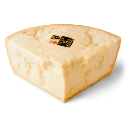 CASTELLI Parmigiano Reggiano 30-month cheese wedge, pale yellow rind, label sticker