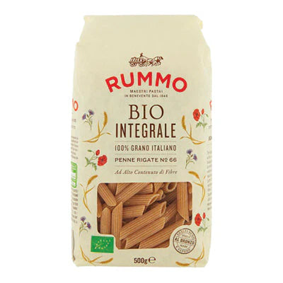RUMMO PASTA GR 500 WHOLE WHEAT ORGANIC PENNE RIGATE N 66 X 16