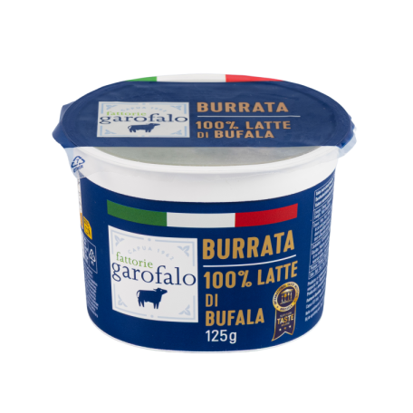 Garofalo burrata cheese cup, blue tub with 100% latte di bufala, 125g