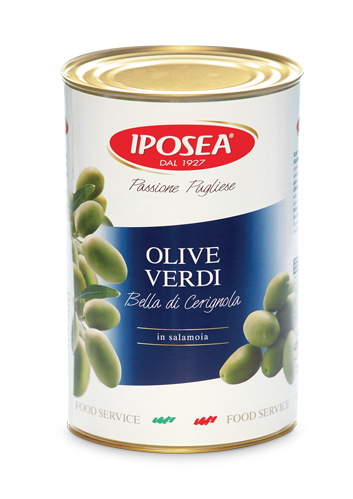 IPOSEA GREEN CERIGNOLA OLIVES 4X4250ML TIN