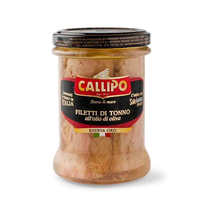 CALLIPO "ORO" TUNA FILLETS WITH OLIVE OIL IN JARS 12X200GR