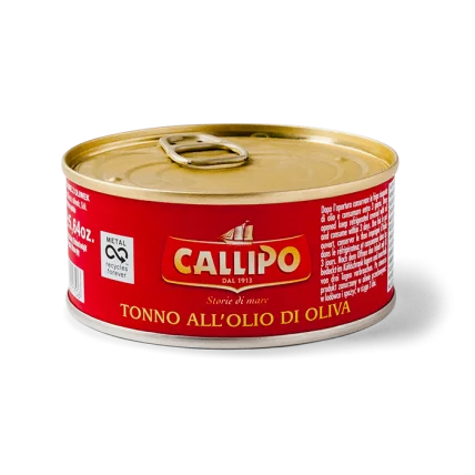 CALLIPO tuna chunks with olive oil in tin with red-and-gold label