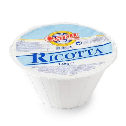 Castelli ricotta cheese tub, 1.5 kg, white plastic container