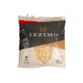 Frozen shredded mozzarella cheese bag by IZZIMO, sealed pouch with front label