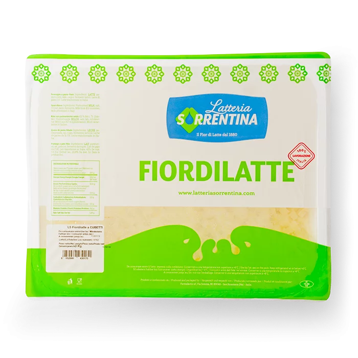 Latteria Sorrentina Fior di Latte cubed mozzarella tray packaging